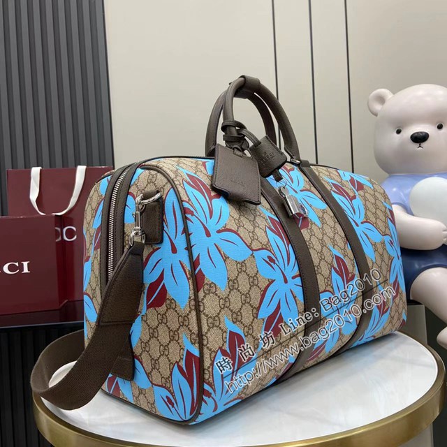 Gucci專櫃古馳2025早秋系列最新款花卉印花男女款手提旅行包旅行袋 jh2686型號：792074